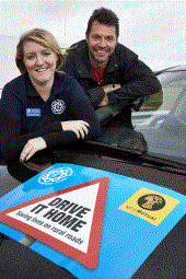 NFYFC Chairman Milly Wastie and TV vet Steve Leonard at rural road safety launch