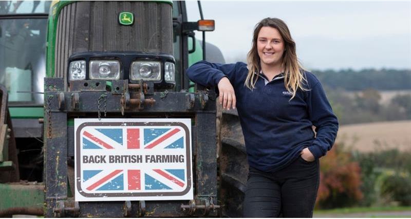 Charlie Beaty with Back British Farming sign_71367