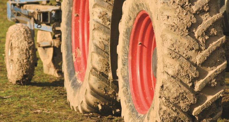 muddy tractor tyres