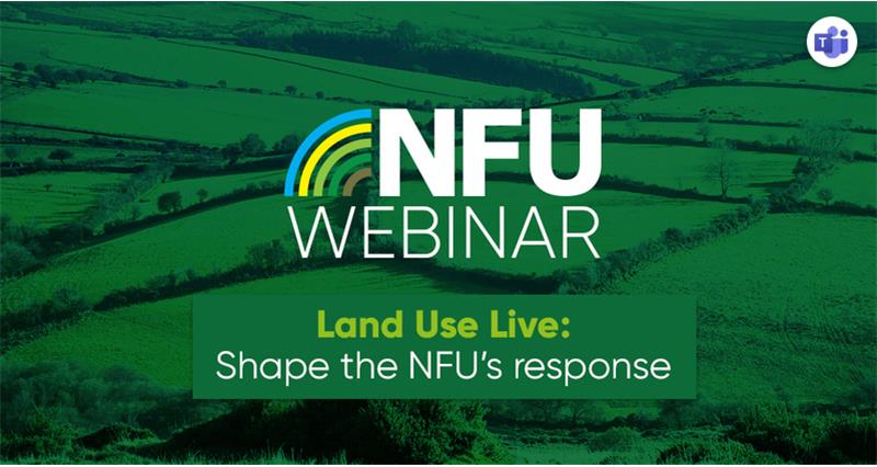 Image of fields and hedges with a green filter | NFU webinar – Land Use Live: Shape the NFU's response