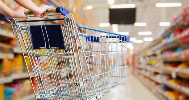 Empty trolley in supermarket