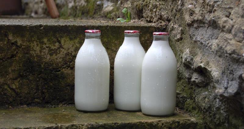 Milk bottles on doorstep_25743