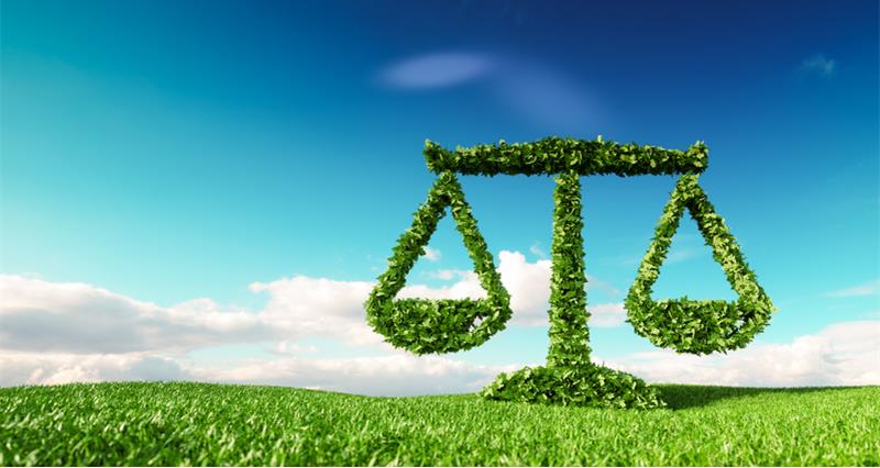 Grass covered legal scales standing on pasture with blue sky in the background