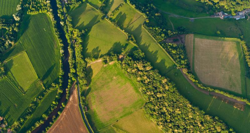 Aerial of UK farmland