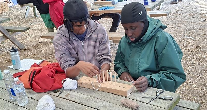 Pupils on the AgriFuture residential taking part in a wool workshop
