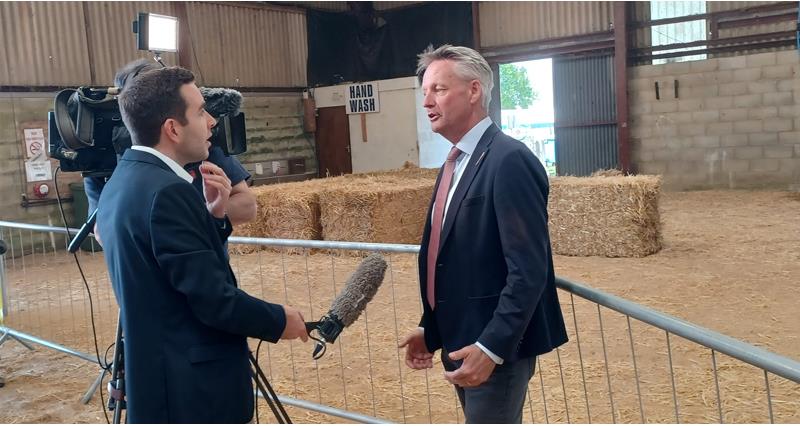 NFU Deputy President David Exwood mid interview with ITV Meridian at the South of England Show
