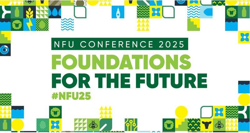 A graphic contaning NFU Conference artwork to promote the title of NFU Conference 2025 – “Foundations for the Future”