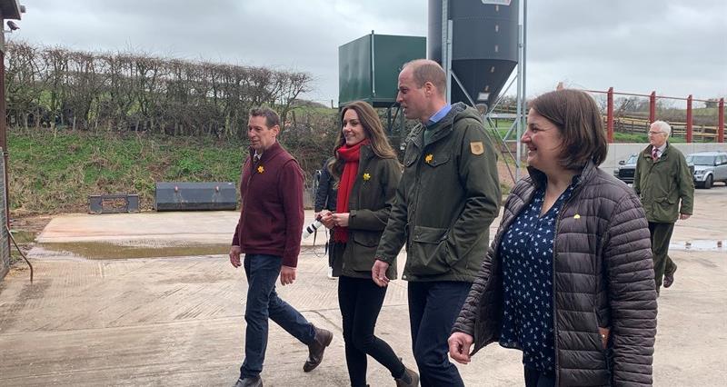 The Duke and Duchess of Cambridge with Gary and Jess Yeomans on their farm in Monmouthshire