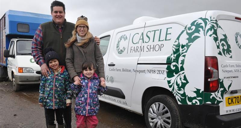 Rickard family stood in front of their shop van
