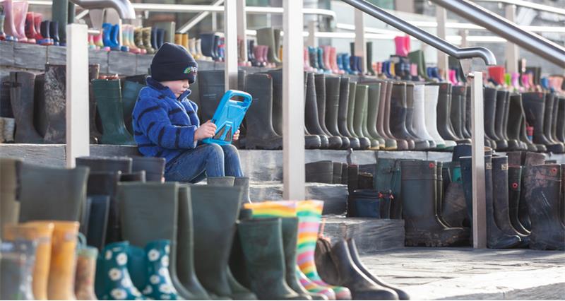 Wellies outside the Senedd