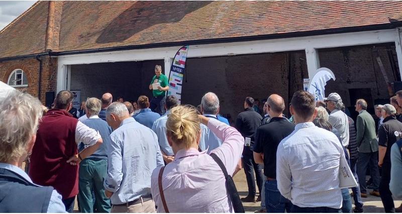 NFU Dairy Board member John Torrance is pictured speaking at his RABDF Gold Cup open day event