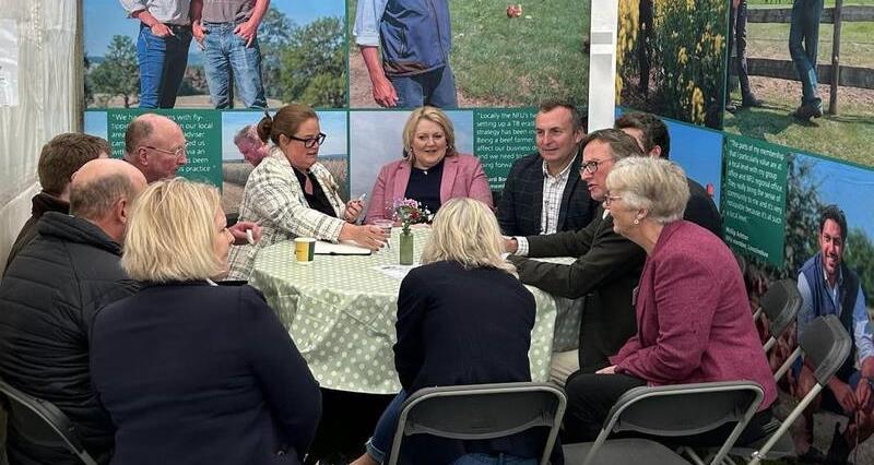 Rachel Hallos hosting an NFU member round table discussion at the Staffordshire Show