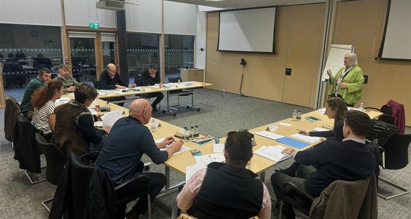 Midlands members getting presentation skills training with Margaret Hartley