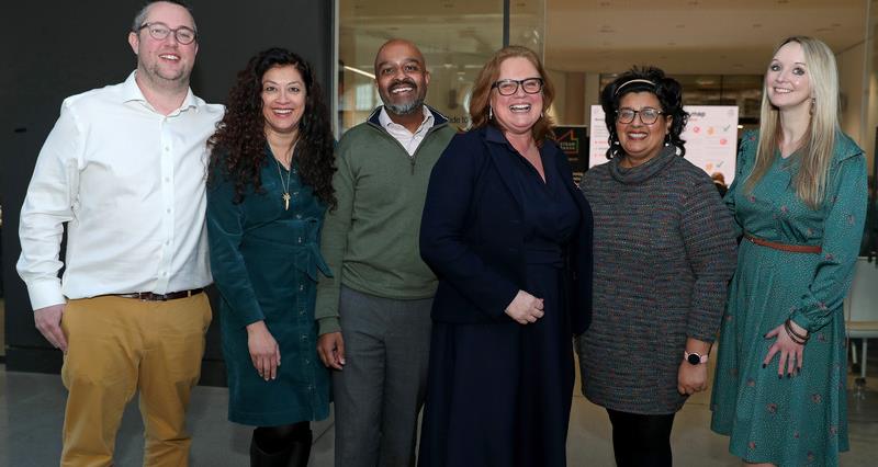 An image of Joshua Payne, Mallika Basu, Navaratnam Partheeban, Rachel Hallos, Kulvinder Johal and Jennie Devine at the launch of the Agrifuture Scholarship Programme.  