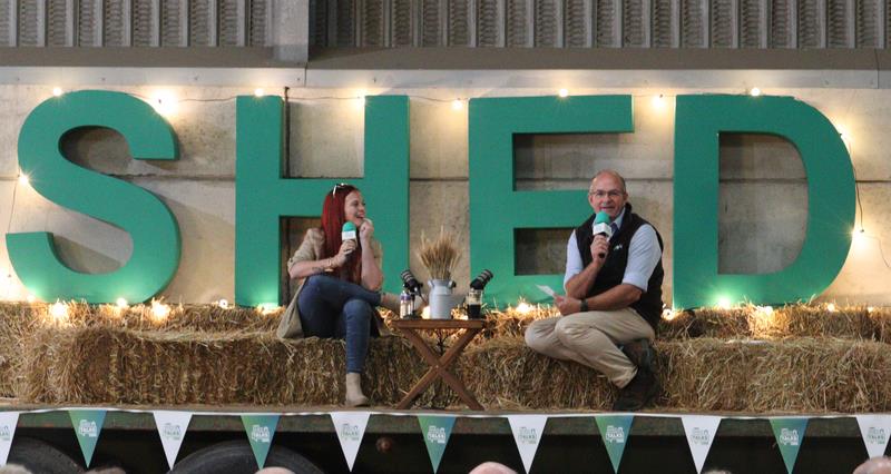 Hannah Jackson and Tom Bradshaw speaking on a Shed Talks panel