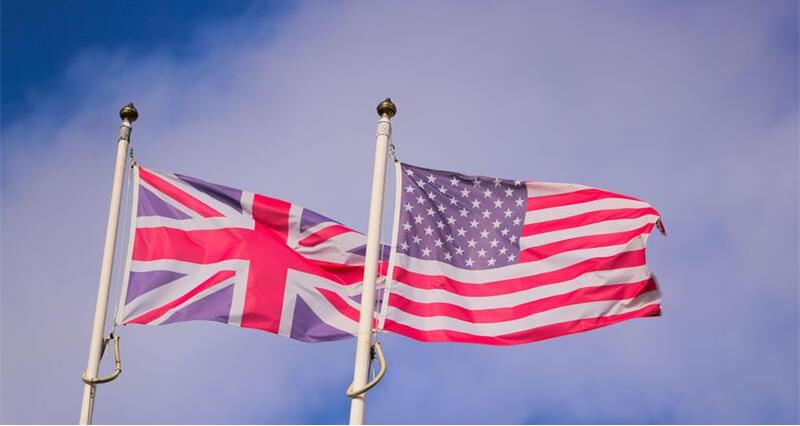 UK and USA flags flying