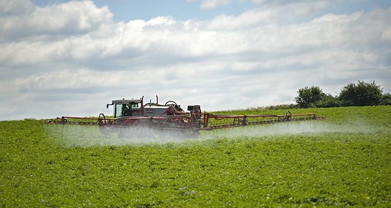 An image of a Bateman 4000 sprayer spraying potatoes