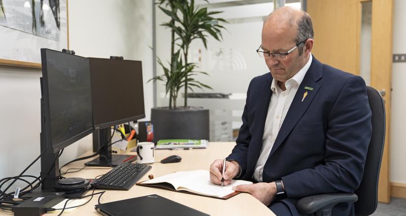 NFU President Tom Bradshaw in his office at NFU headquarters