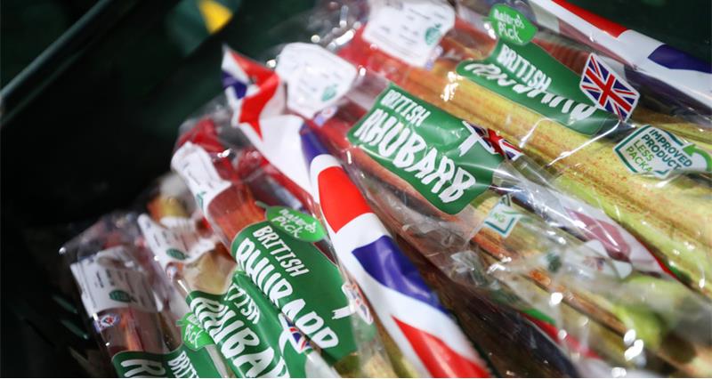 Packets of British rhubarb  
