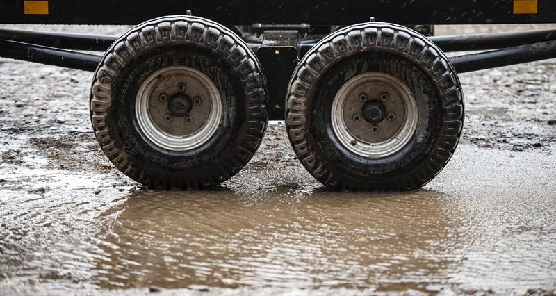 Trailer in a puddle