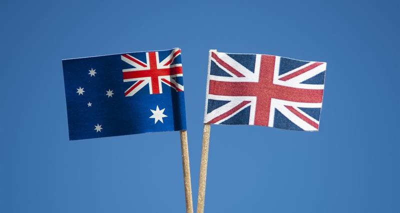 Australia and UK flags