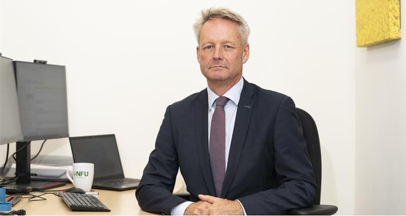 NFU Deputy President David Exwood at his desk at NFU headquarters
