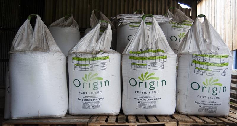 An image of bags of fertiliser stored away for future use. 
