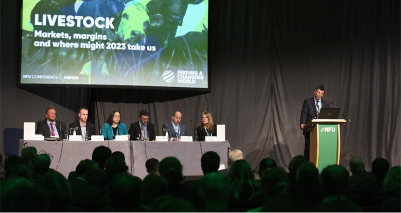 An image of the panel during the livestock session at NFU Conference 2023