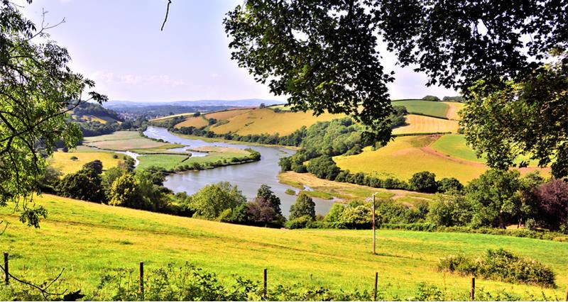 A view of the upper reaches of the River Dart, near Totnes in Devon