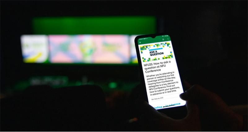 The NFU app being used during NFU Conference – the user is looking at content related to asking a question at Conference.