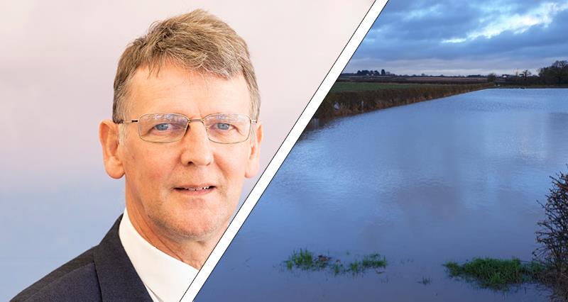 Peter Gadd and his flooded farm
