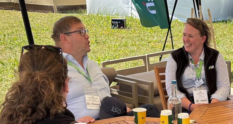 Alan Laidlaw pictured with NFU Vice-president Robyn Munt with an NFU member  