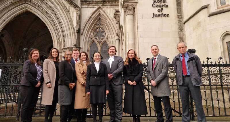 NFU legal team and members outside The Royal Court of Justice after winning a landmark legal challenge