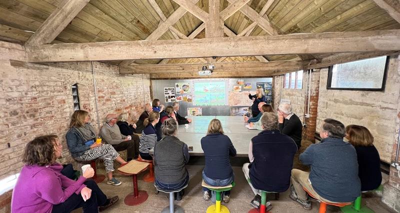 NFU members listen to a talk in an on-farm classroom