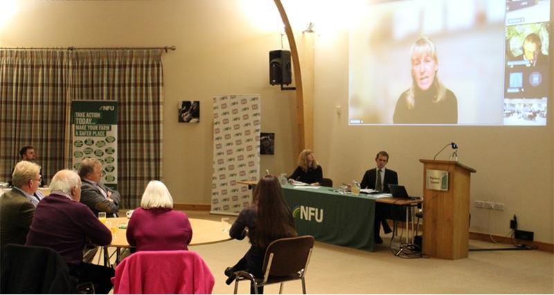NFU President Minette Batters addresses the Cornwall meeting