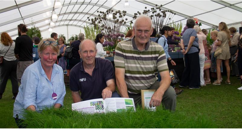 NFU members and farmers Kate Mayne, Simon Latter and John Morris at Shrewsbury Flower Show