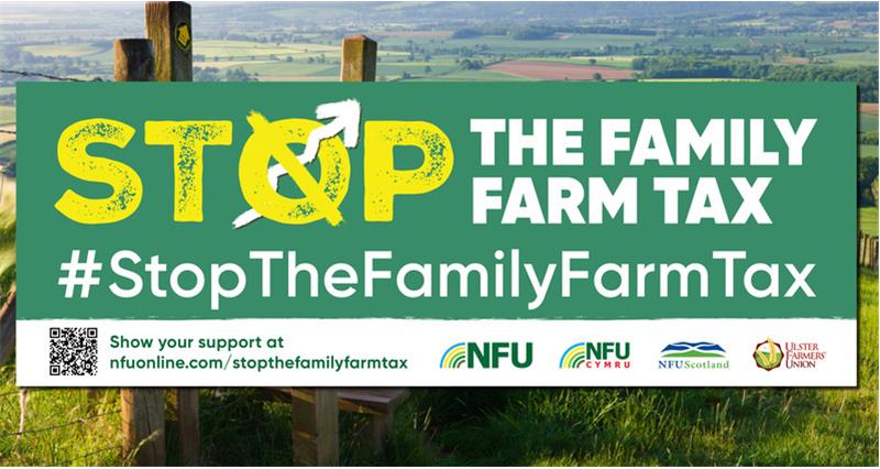 Stop the family farm tax roadside banner