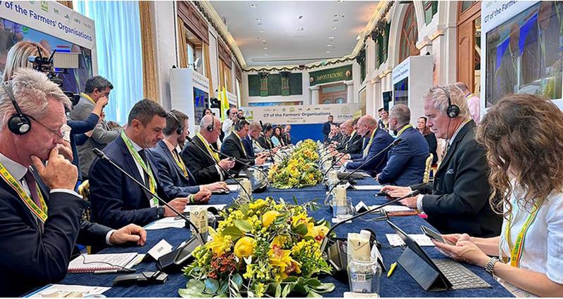 G7 farmers' representatives sat around a table