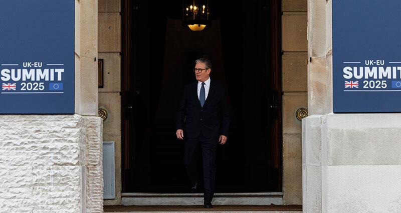 Prime Minister Sir Keir Starmer exits the UK-EU 2025 Summit