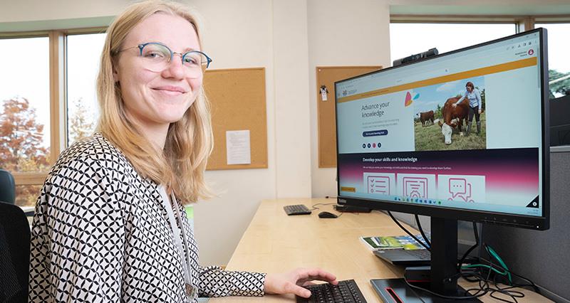 NFU graduate trainee Madeleine Sweet using the new learning platform