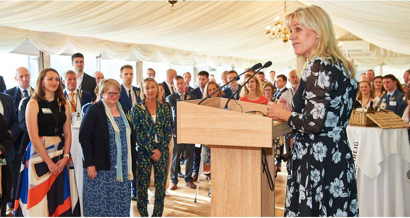 Minette Batters speaking to an audience at the NFU's 2023 Back British Farming day reception
