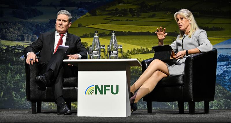 An image of Sir Keir Starmar on stage during NFU Conference 2023