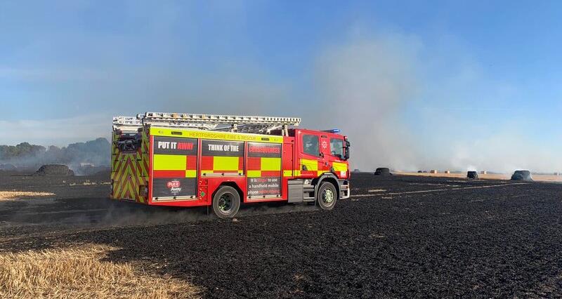 Fire engine on a farm