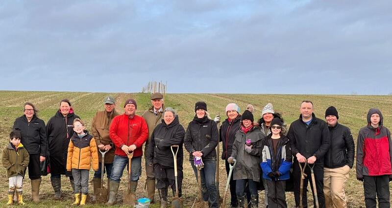 Volunteers in a field