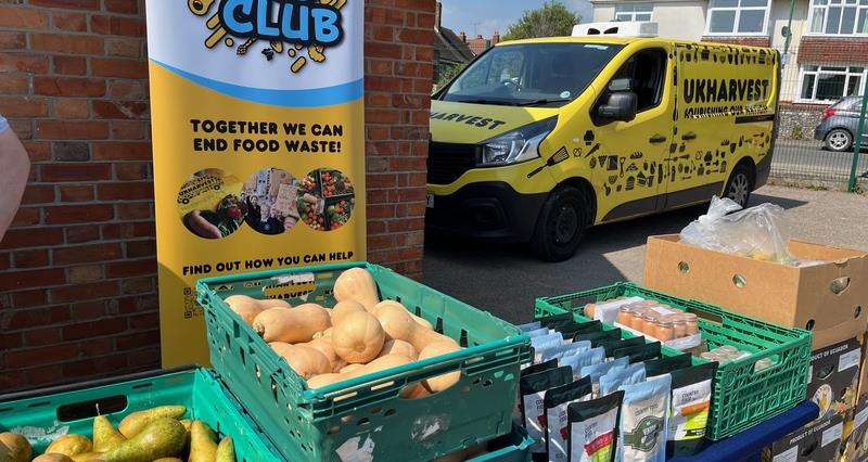 Food in front of a UKHarvest van