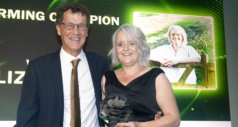 NFU Cumbria Vice-chair Andrew Vaughan and award winner Liz Staley