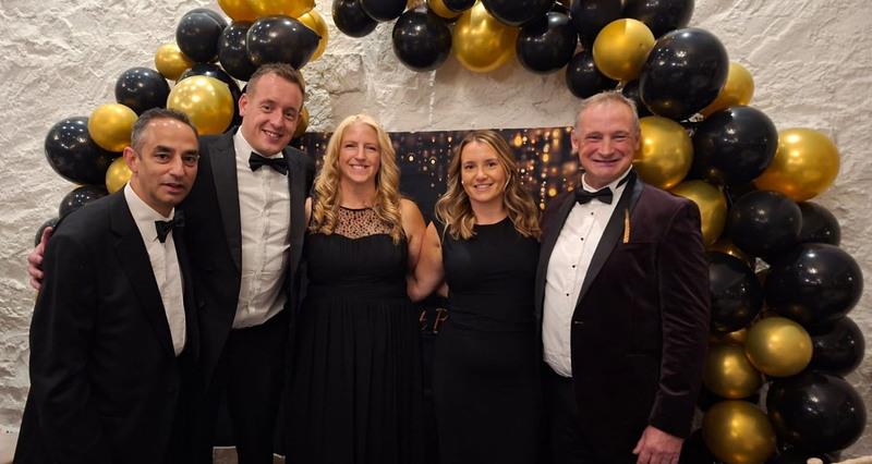 Lancashire County Chair Becki Fielding (centre) with guests at last year's ball