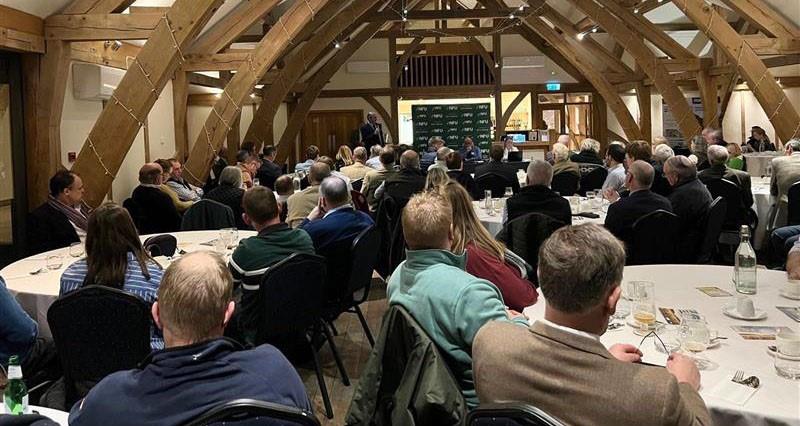 Attendees of the York East AGM watching NFU President Tom Bradshaw speak