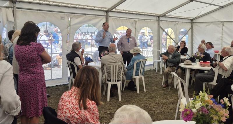 A photo of NFU President Tom Bradshaw talking to members at Driffield Show 2025