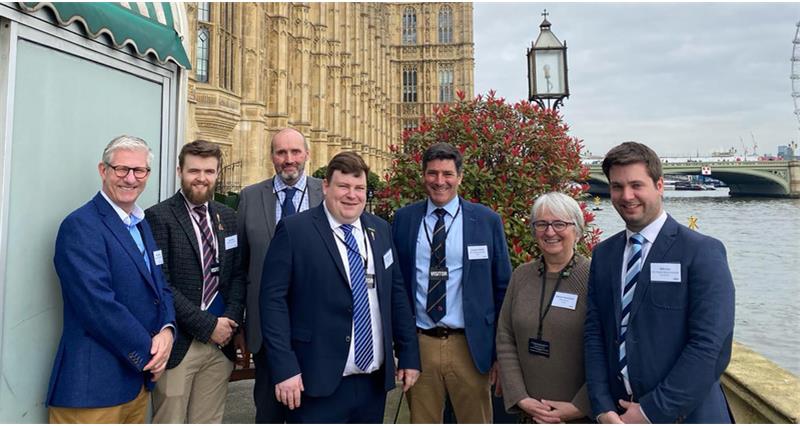 The NFU poultry team stood outside of the houses of parliament
